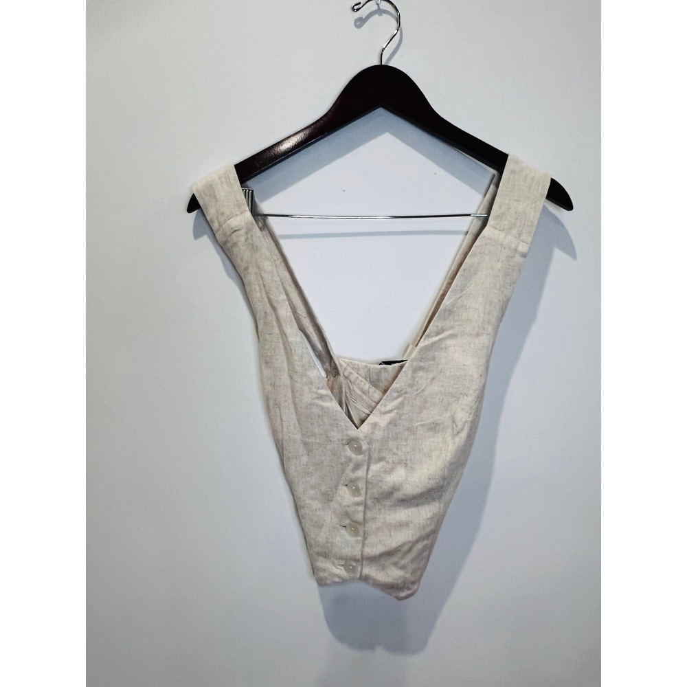 Abercrombie & Fitch Linen Blend Cross Back Vest Top Beige Small 140-408-1324-178